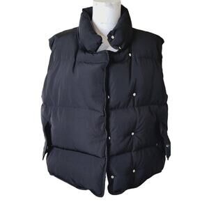 Im Vely size S/M women jacket puffer vest button puffy sleeveless lined collar